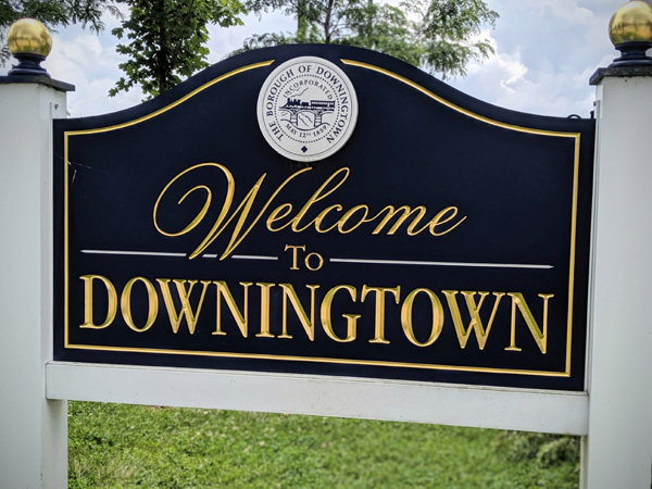 Welcome Sign to Downingtown PA